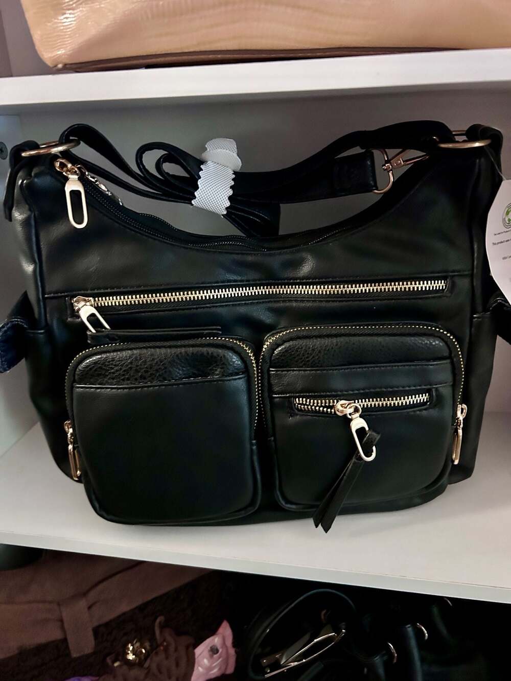 Time and Tru Women's Multi-Compartment Faye Hobo Handbag in Black